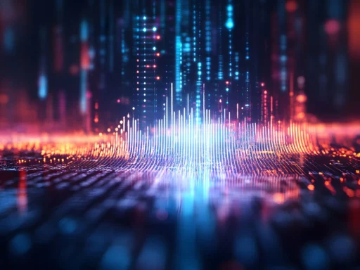 Voiceprint waveform fused with ai circuits, representing voice integration in notebooklm exploring advanced voice integration.