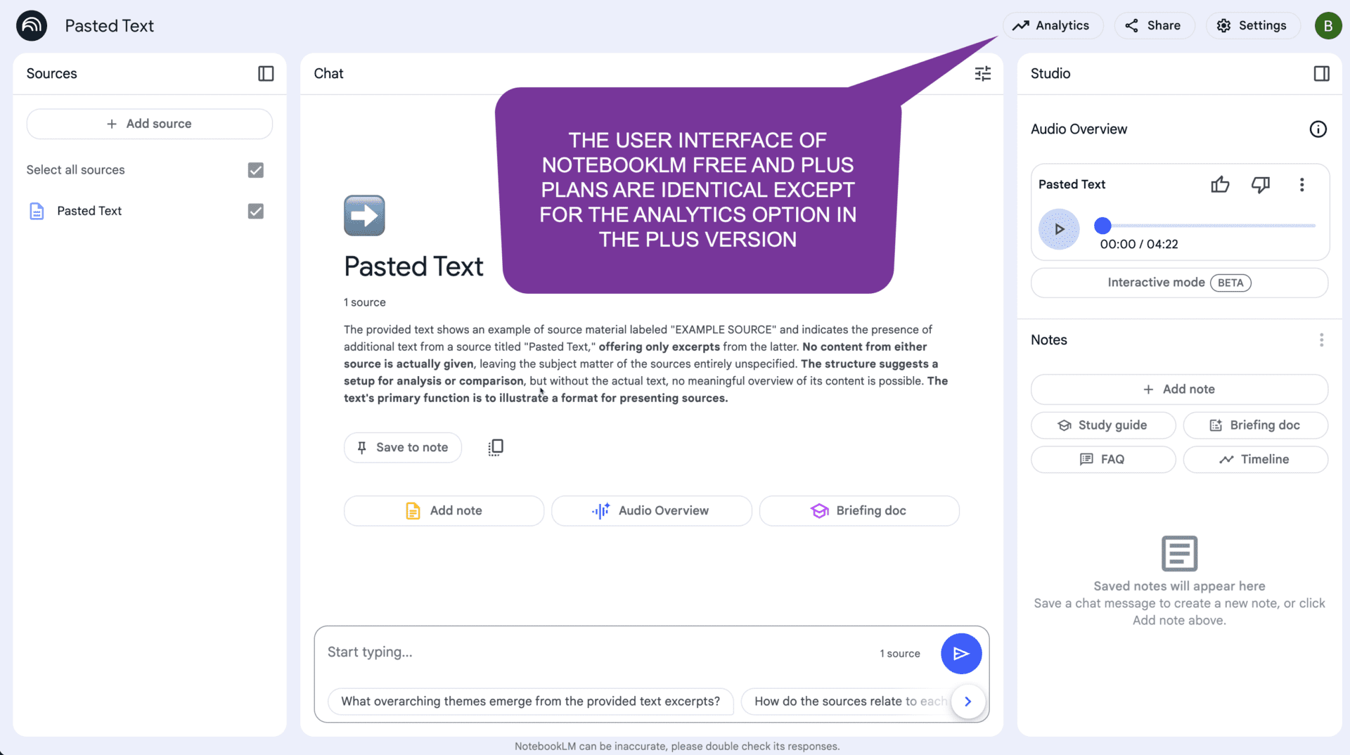 Notebooklm Faq Screenshot showing the user interface of nottebooklm plus.