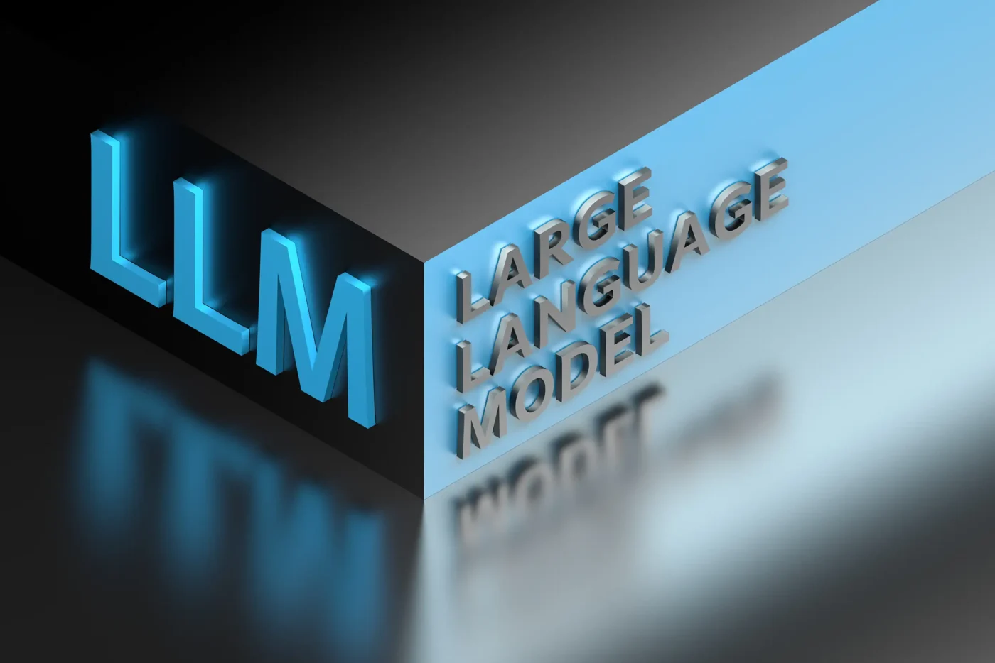 3d illustration of 'llm' representing large language model, symbolising the glossary of technologies behind notebooklm.