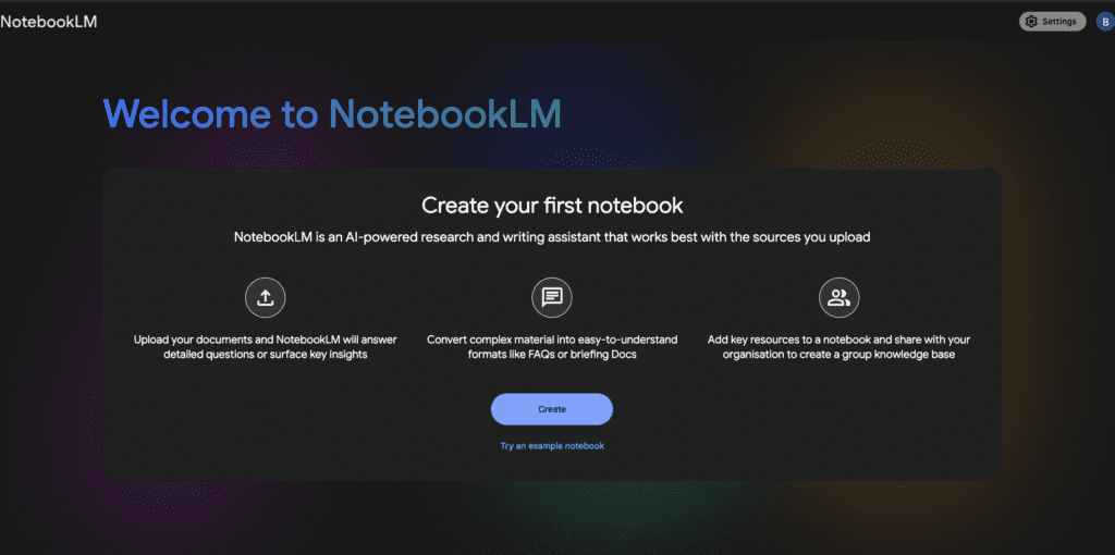 Notebooklm landing page