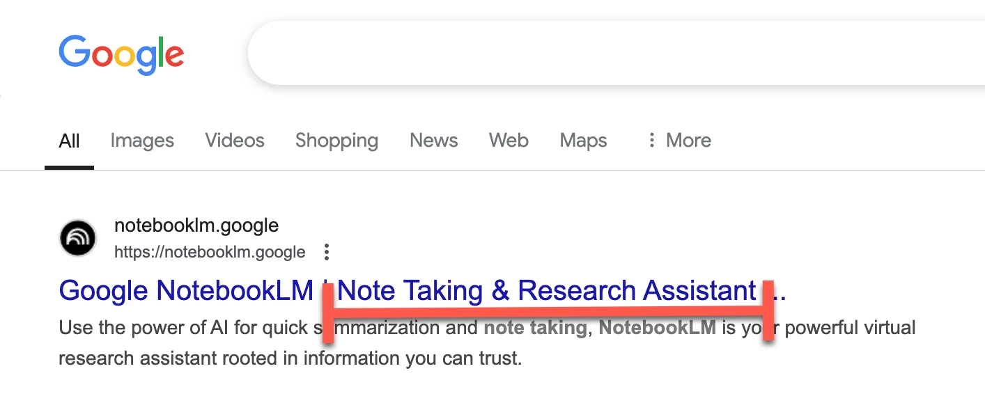 How To Write Stories With Notebooklm - Creative Writing Guide Screenshot of google search result page with notebooklm indexed as note taking &research assistant