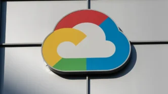Close-up of google cloud logo in sunnyvale, california